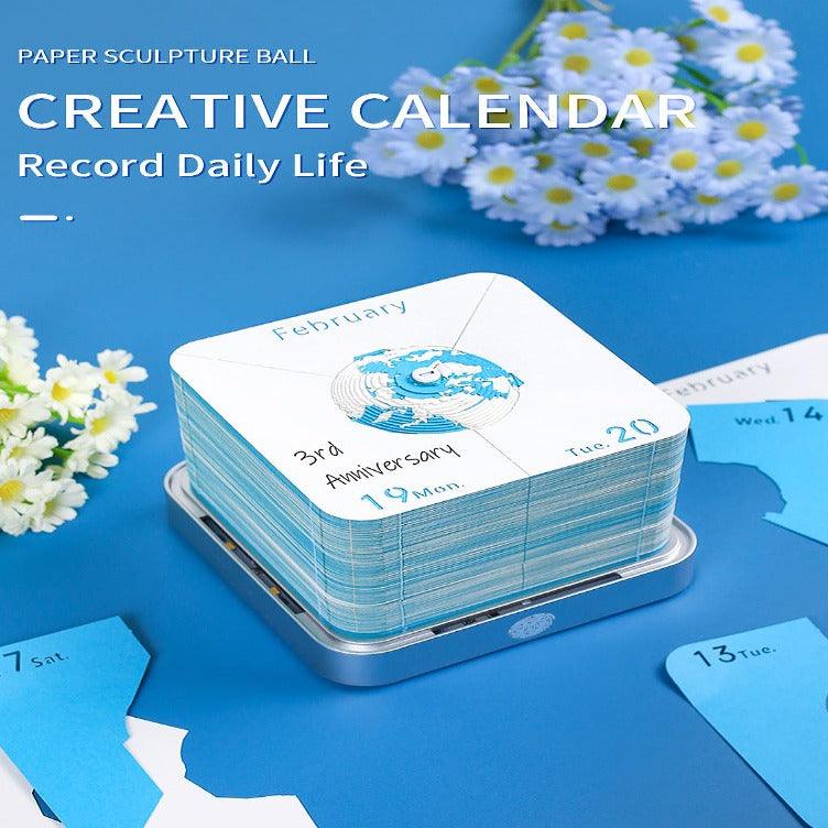 Earth Calendar 2024 3D Note Pad - Desk Decor Creative Memo Pad - Omoshiroi Block