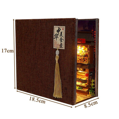 Chinese Food Street DIY Book Nook Kit Decorative Bookshelf insert magic Bookends