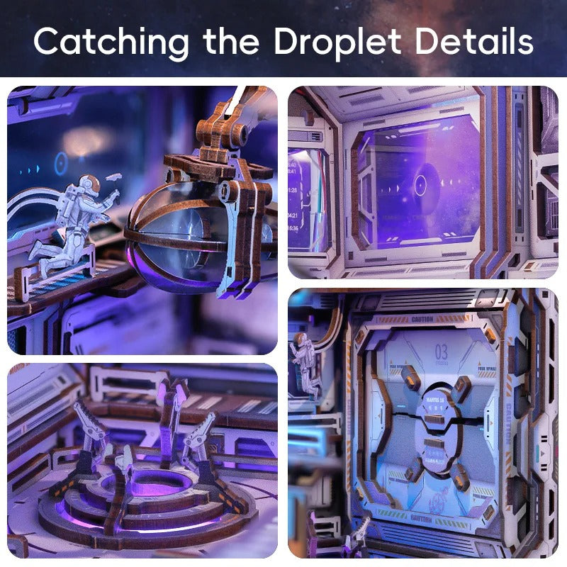 Sci-Fi Style DIY Book Nook Kit - Catching the Droplet - Three Suns in Conjunction - Red Coast Base - Modern Alley Book Nooks
