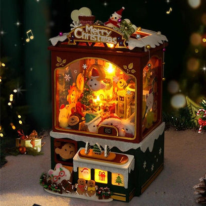 Christmas Music Box Dollhouse DIY Dollhouse Kit Christmas Claw Machine Toys Crane - Rajbharti Crafts