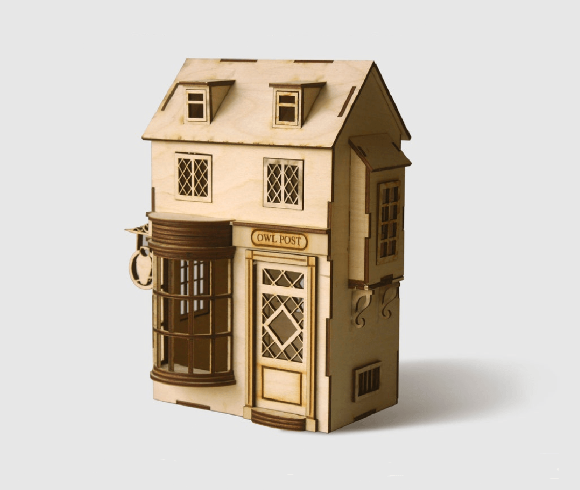 DIY Dollhouse Kit Wooden Miniature Diagon Alley Shops Owl Post Miniature Magical World Miniatures - Rajbharti Crafts
