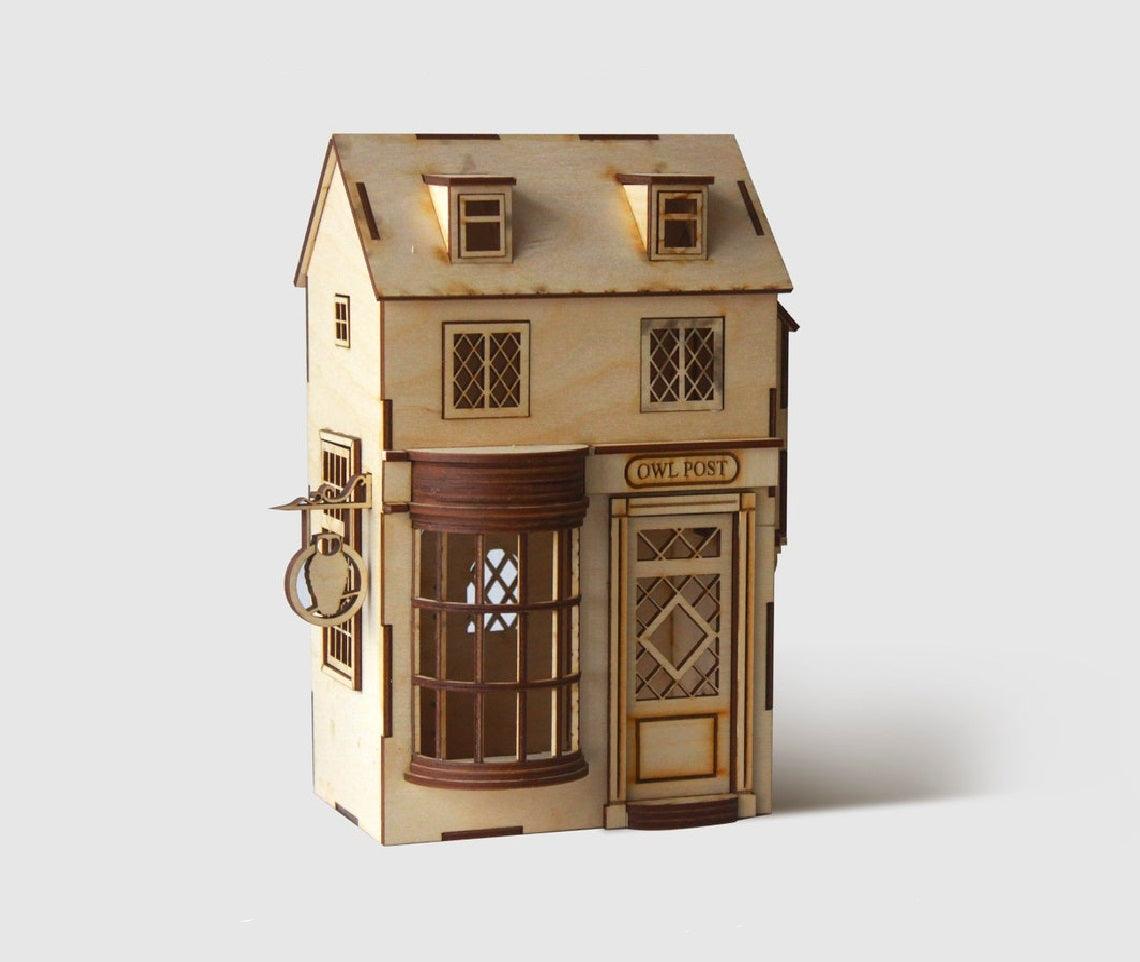 DIY Dollhouse Kit Wooden Miniature Diagon Alley Shops Owl Post Miniature Magical World Miniatures - Rajbharti Crafts