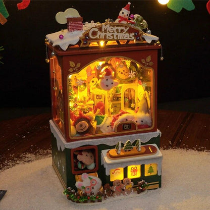 Christmas Music Box Dollhouse DIY Dollhouse Kit Christmas Claw Machine Toys Crane - Rajbharti Crafts