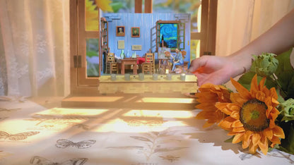 Kits de construction miniatures Casa de chambre à coucher de Van Gogh avec meubles, Kits de maison de poupée à monter soi-même pour adultes