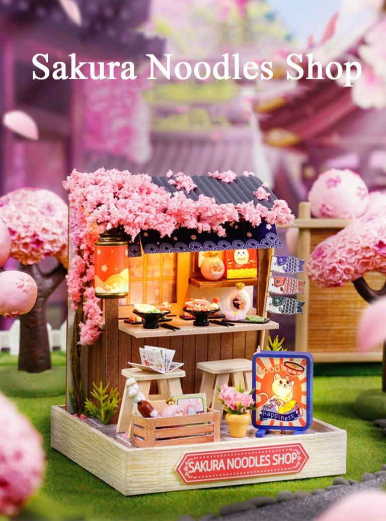 Corner of Happiness Series DIY Dollhouse Kit Miniature Sakura Noodles Shop Coffee Time - Rajbharti Crafts