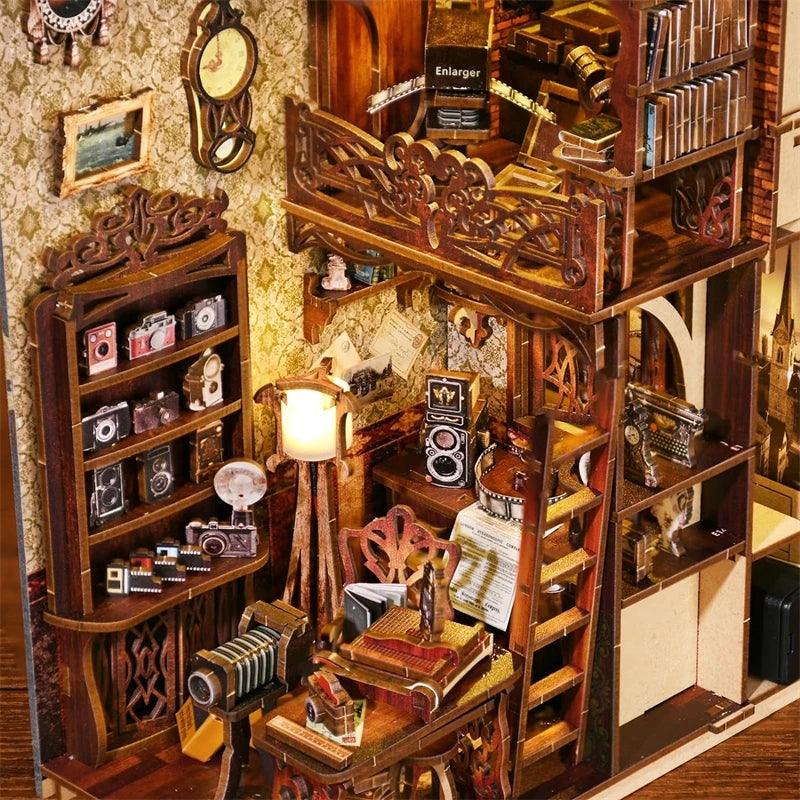 DIY Book Nook Kit Film Darkroom Dioramas Book Shelf Insert Book Scenery with LED Model Building Kit - Rajbharti Crafts
