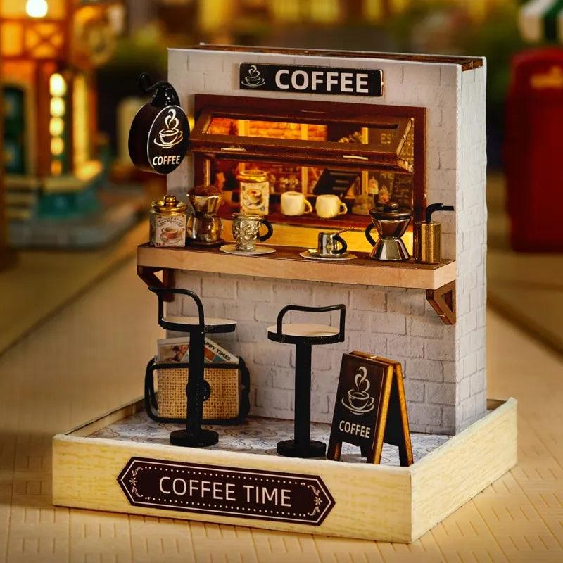 Corner of Happiness Series DIY Dollhouse Kit Miniature Sakura Noodles Shop Coffee Time - Rajbharti Crafts
