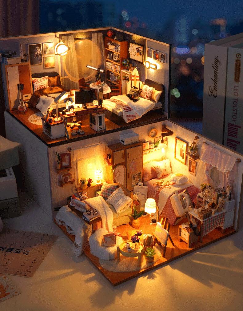 DIY Dollhouse Kit Cozy Bedroom Miniatures Astronauts Room Barbie Room Combination Style Bedrooms - Rajbharti Crafts