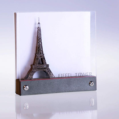 Bloc-notes 3D de construction de maquettes miniatures de la Tour Eiffel de Paris - Bloc-notes d'art - Bloc Omoshiroi - Notes de poste - Artisanat en papier DIY - Jouets de papeterie
