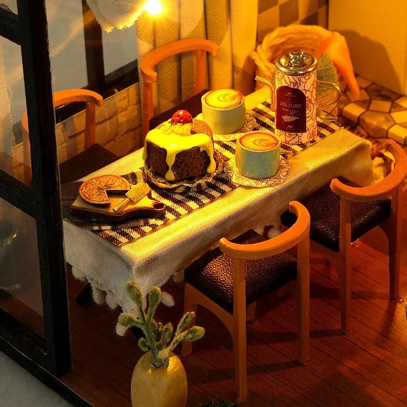 Duplex Apartment Miniature Dollhouse Kit Vacation Living Cozy House Miniatures - Rajbharti Crafts