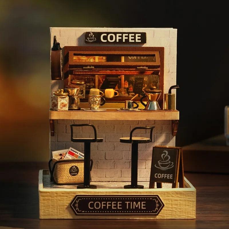 Corner of Happiness Series DIY Dollhouse Kit Miniature Sakura Noodles Shop Coffee Time - Rajbharti Crafts