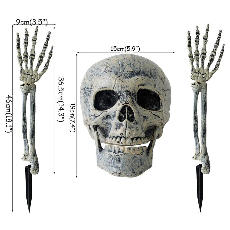 Realistic Skeleton Stakes Halloween Decorations Scary Skull Skeleton Hand Bone For Yard Lawn Stake Garden Graveyard