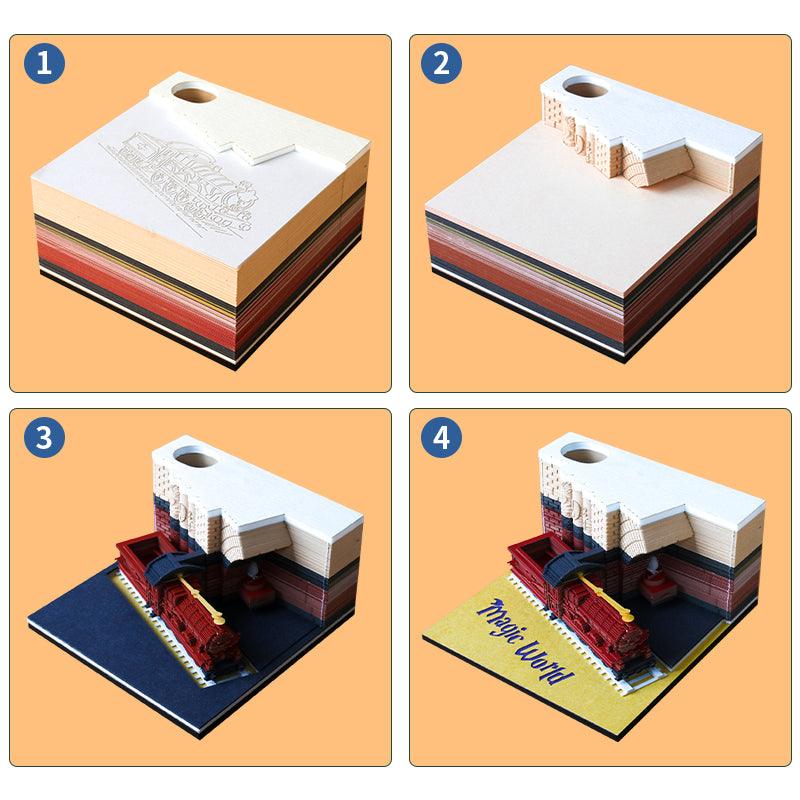 Magic Train Platform 3D Note Pad - Creative Memo Pad - Omoshiroi Block - Rajbharti Crafts