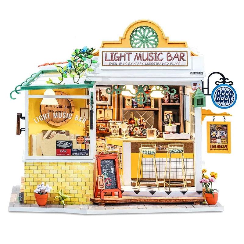 Light Music Bar - DIY Dollhouse Kit - Miniature Bar Dollhouse Kit - Modern Music Studio Doll House Kit