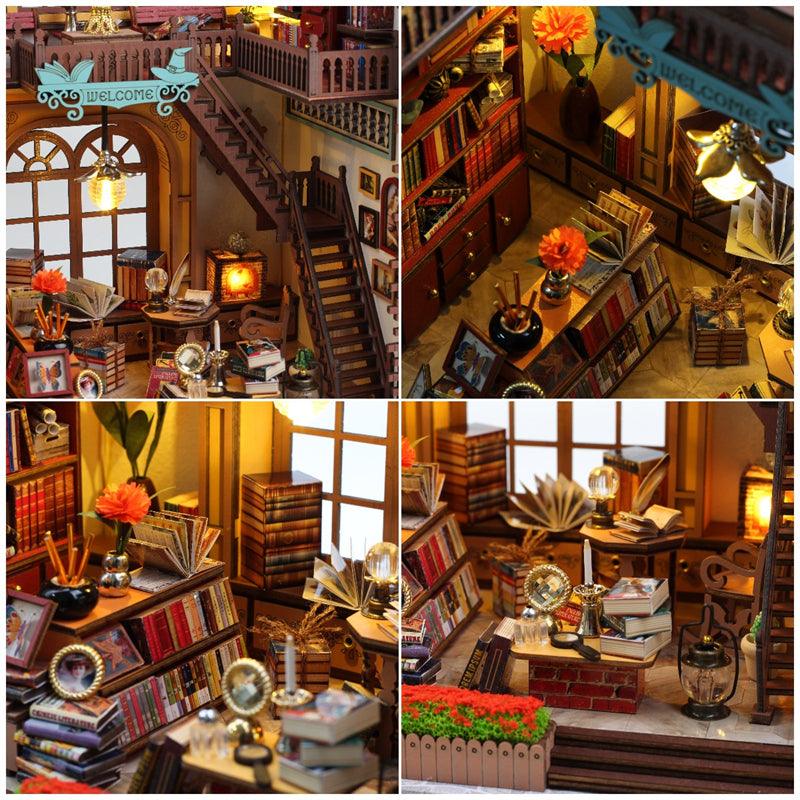 DIY Dollhouse Kit Magic Book House Wizard School Office Miniature Dollhouse Magic School Doll House