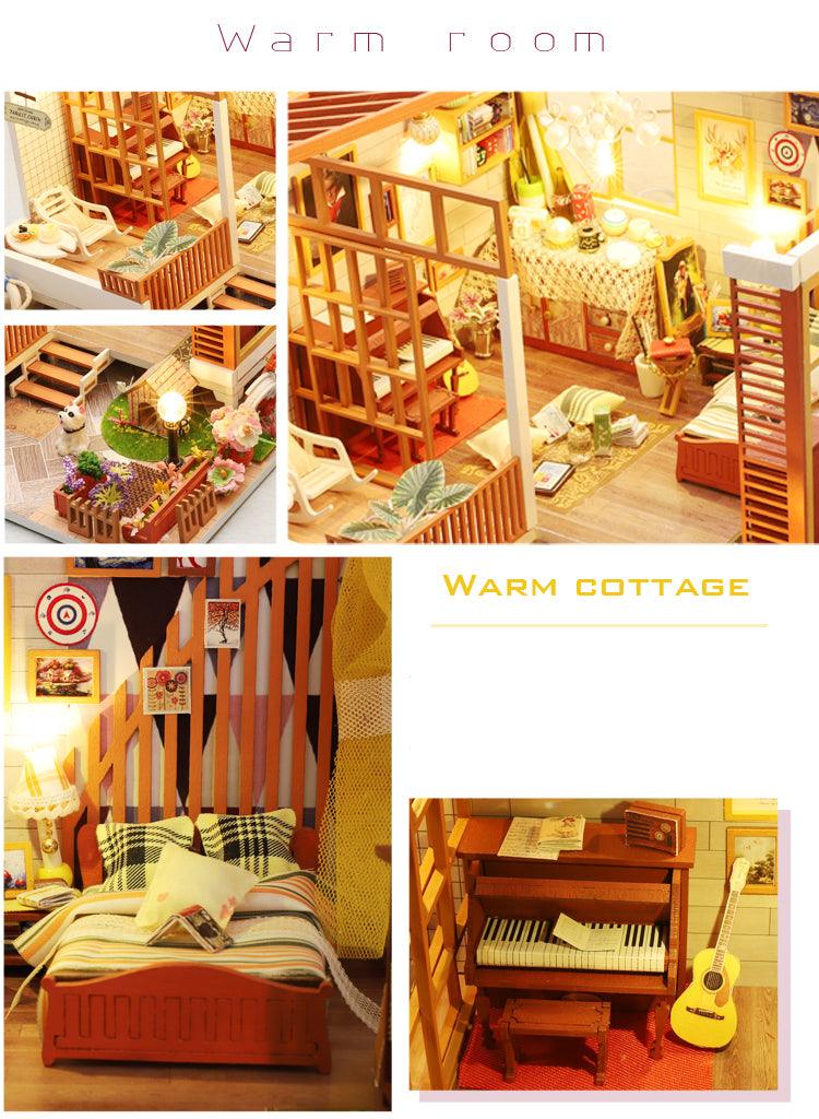 DIY Dollhouse Kit Countryside Apartment Cozy Cottage Miniature Dollhouse Kit - Rajbharti Crafts