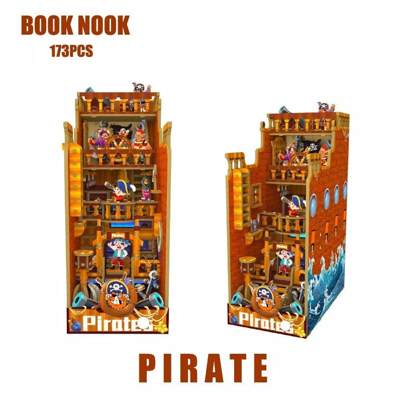 Pirates Book Nook Kit - DIY Book Nook Kits Sea Pirates Book Shelf Insert Book Corners Book Scenery Bookends Bookcase Model Building Kit