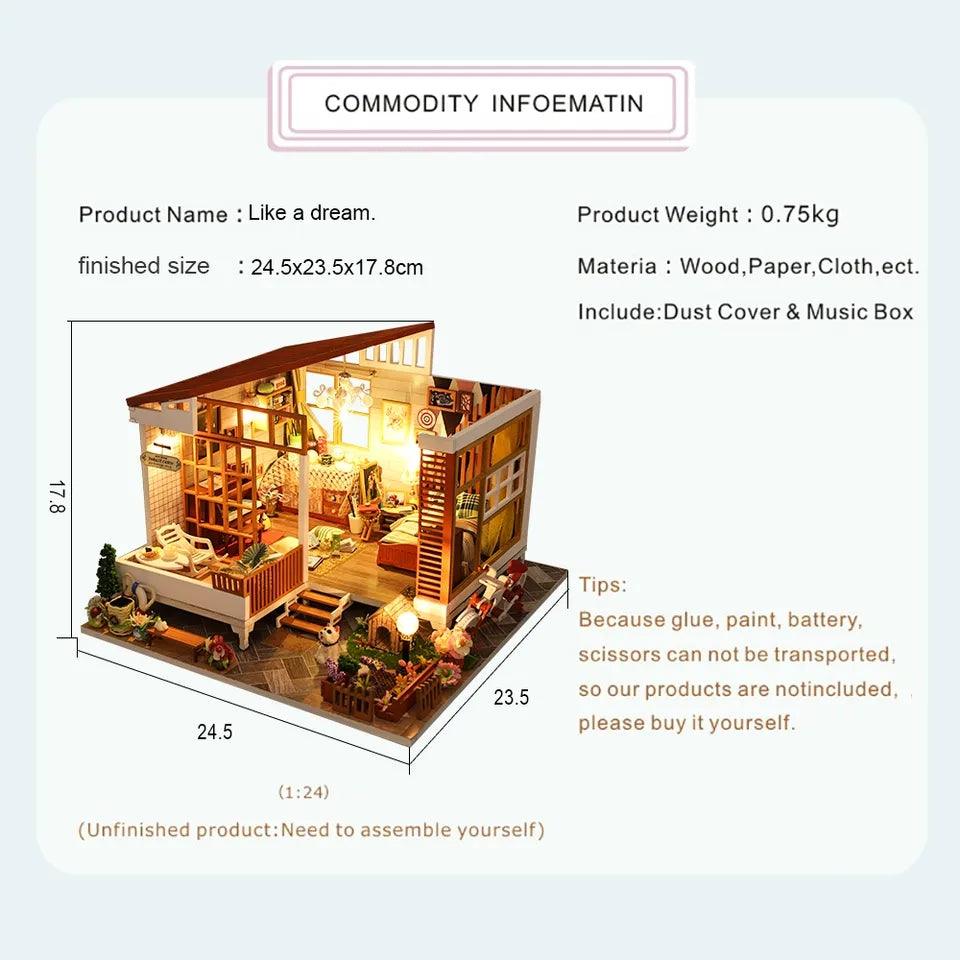 DIY Dollhouse Kit Countryside Apartment Cozy Cottage Miniature Dollhouse Kit