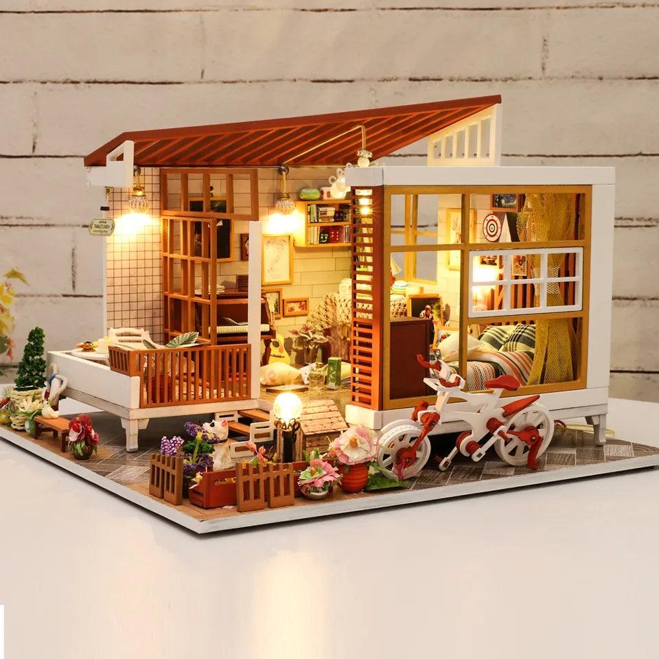 DIY Dollhouse Kit Countryside Apartment Cozy Cottage Miniature Dollhouse Kit - Rajbharti Crafts