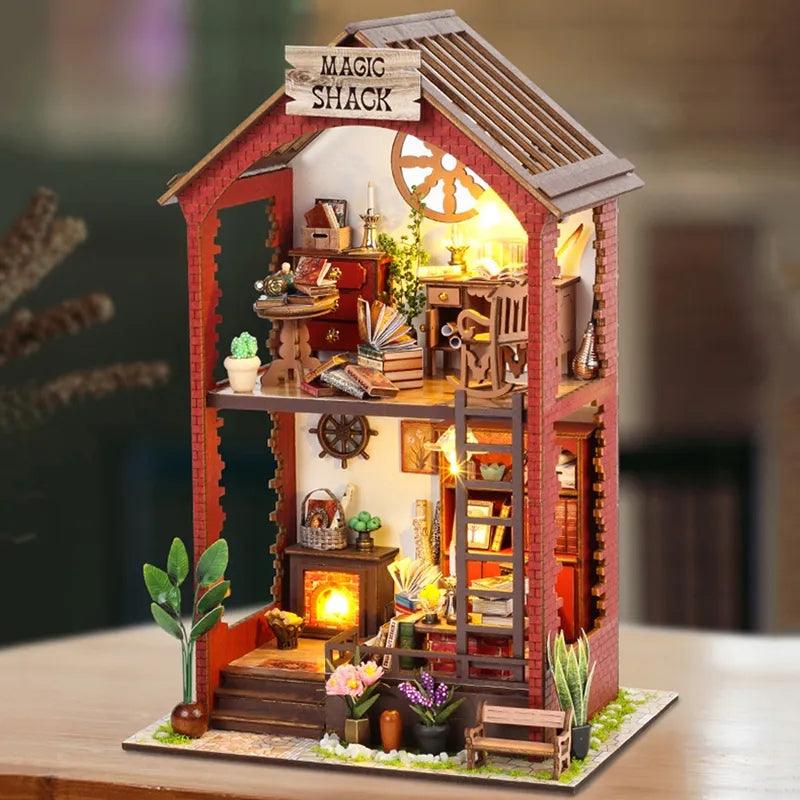 DIY Magic Shack Dollhouse Miniature Japanese Dollhouse Traditional Style Wooden Miniature DIY Doll House Kit - Rajbharti Crafts