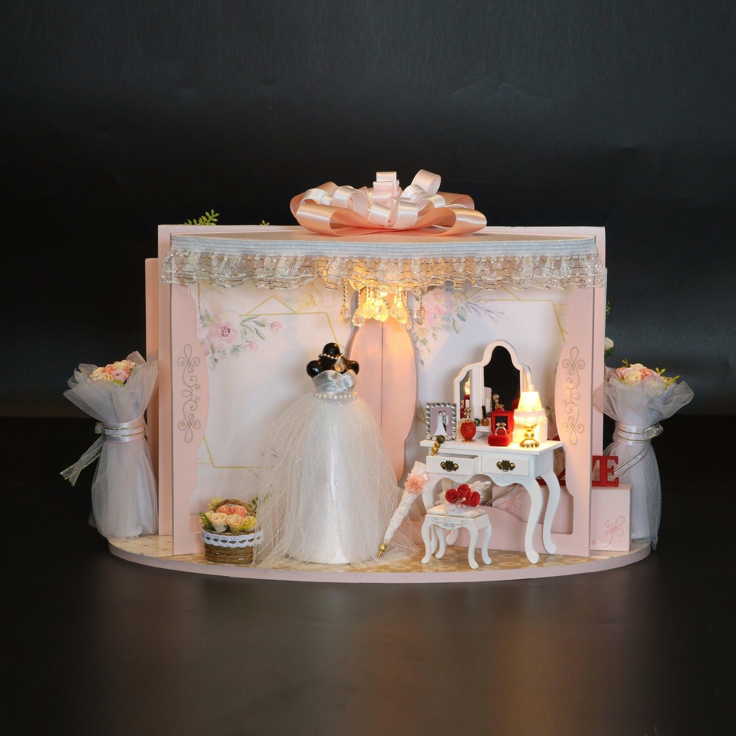 DIY Dollhouse Kit - 2 In 1 Wedding Scenery Miniature Marriage Dollhouse - Wedding Dollhouse Gifts - Wedding Gifts Bride Groom Gifts Birthday