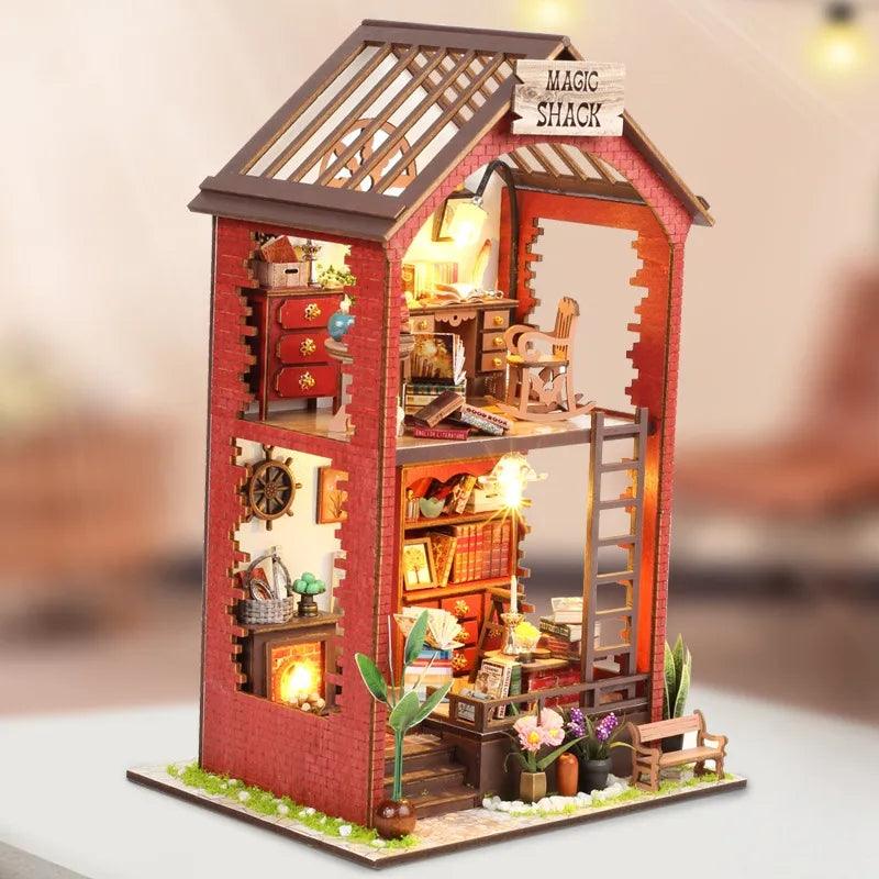 DIY Magic Shack Dollhouse Miniature Japanese Dollhouse Traditional Style Wooden Miniature DIY Doll House Kit