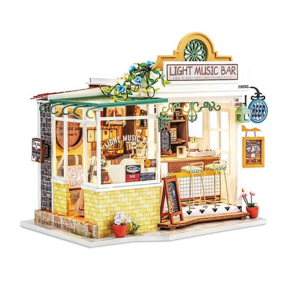 Light Music Bar - DIY Dollhouse Kit - Miniature Bar Dollhouse Kit - Modern Music Studio Doll House Kit - Rajbharti Crafts