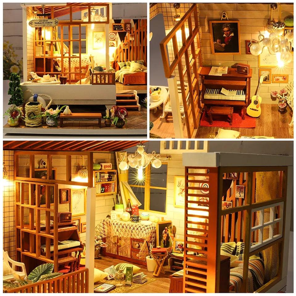 DIY Dollhouse Kit Countryside Apartment Cozy Cottage Miniature Dollhouse Kit