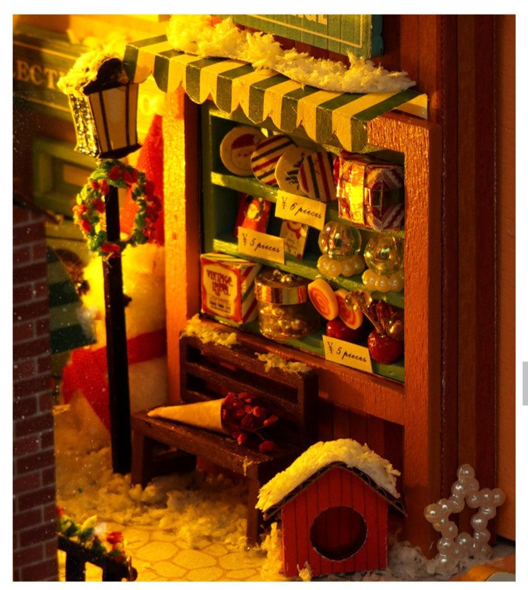 Christmas Book Nook Kit Christmas Dollhouse Miniature DIY Book Nook Kits Book Corners