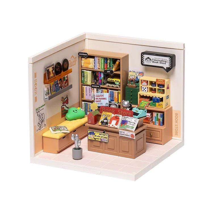 Fascinating Book Store Miniature DIY Dollhouse Kits Book Shop Dollhouse Kit Adult Craft Bookstore Library Miniature - Rajbharti Crafts