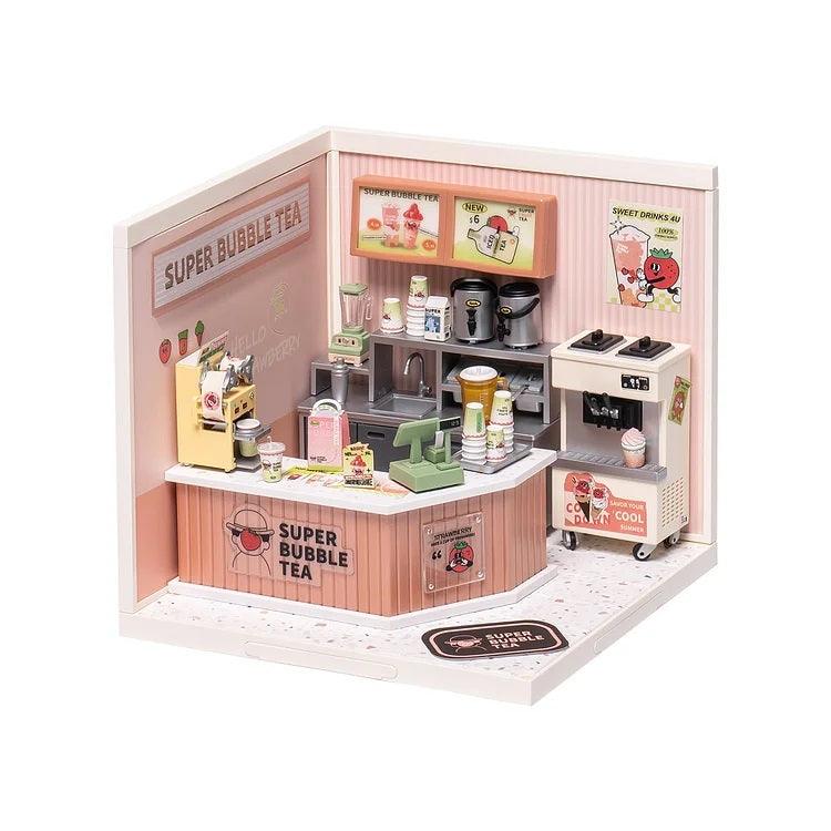DIY Doll House Kit - Super Bubble Tea Shop Dollhouse Miniature - Café Dollhouse - Coffee Shop Miniature - Coffee Shop Dollhouse