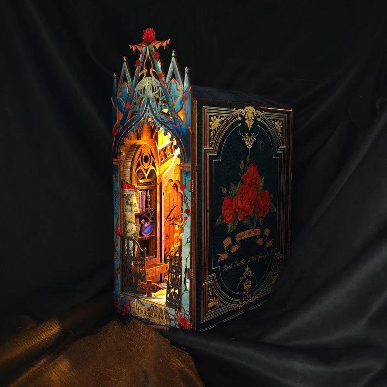 DIY Book Nook Kits Twilight Castle Book Nook 3D Wooden Puzzle Bookshelf Decorations Bookshelf Insert - Rajbharti Crafts