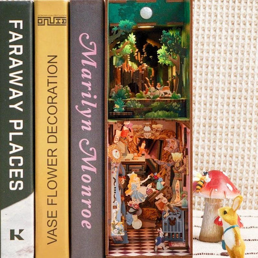 DIY Book Nook Kits - Alice In Wonderlands Book Nooks - Book Nooks Shelf Insert - Book Scenery - Bookcase - DIY Dioramas