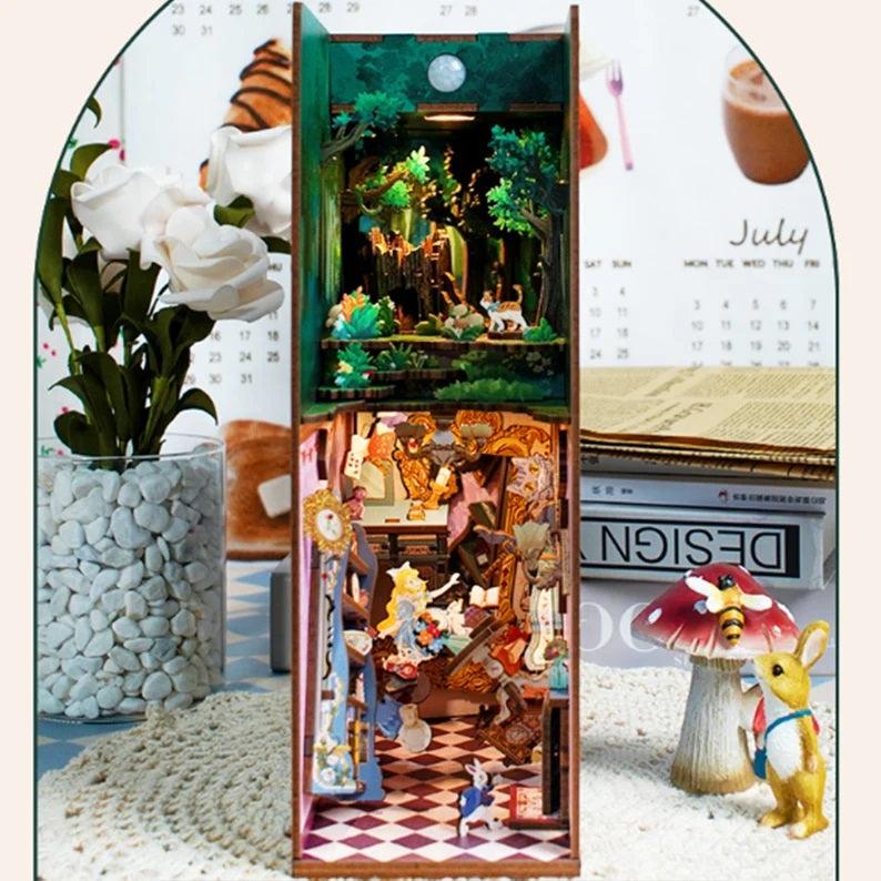 DIY Book Nook Kits - Alice In Wonderlands Book Nooks - Book Nooks Shelf Insert - Book Scenery - Bookcase - DIY Dioramas - Rajbharti Crafts