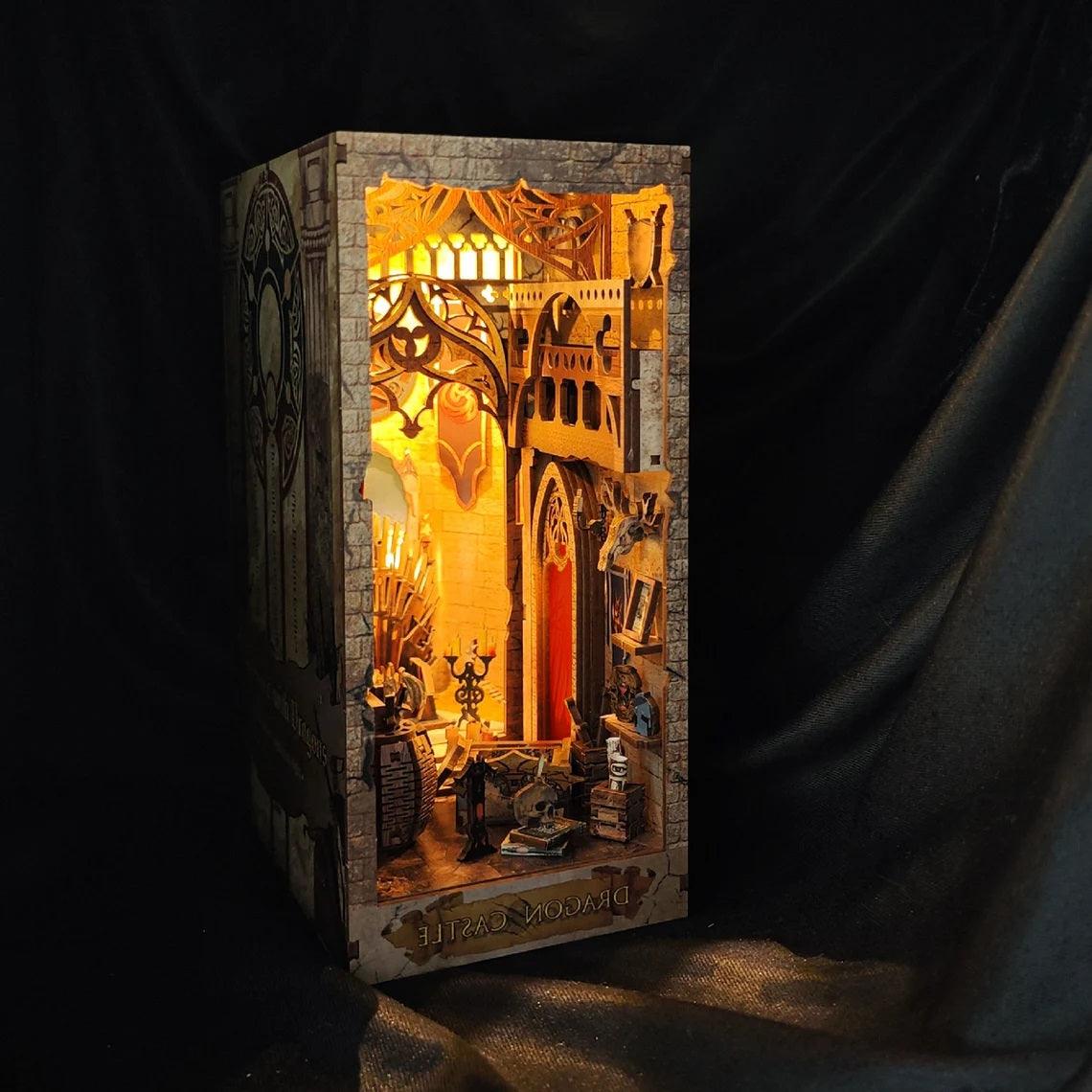 DIY Book Nook Kits - Dragon Castle Book Nooks Decorative Book Shelf Insert Magic Book Corners - Rajbharti Crafts