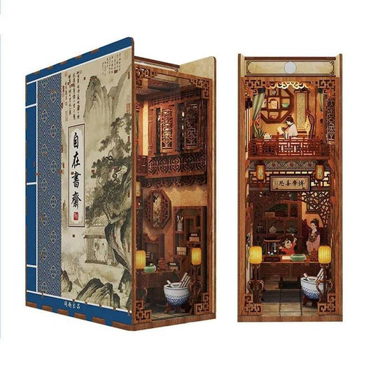 DIY Book Nook Kit - Japanese Book Nook - Silent Spring Sakura - Book Shelf Insert - Book Scenery - Bookcase with Light Model Building Kit