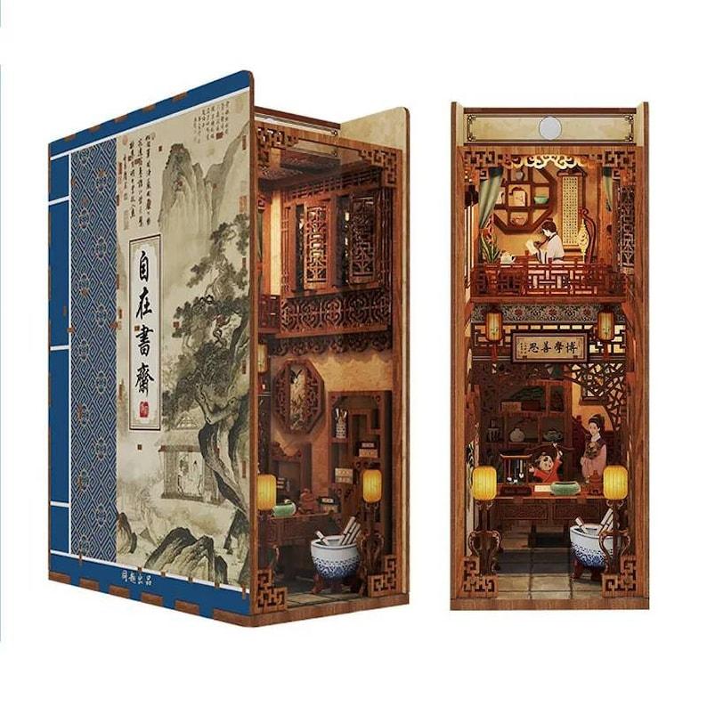 DIY Book Nook Kit - Japanese Book Nook - Silent Spring Sakura - Book Shelf Insert - Book Scenery - Bookcase with Light Model Building Kit - Rajbharti Crafts