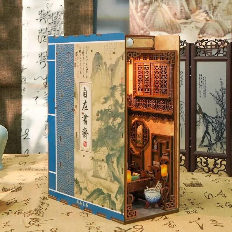 DIY Book Nook Kit - Japanese Book Nook - Silent Spring Sakura - Book Shelf Insert - Book Scenery - Bookcase with Light Model Building Kit - Rajbharti Crafts