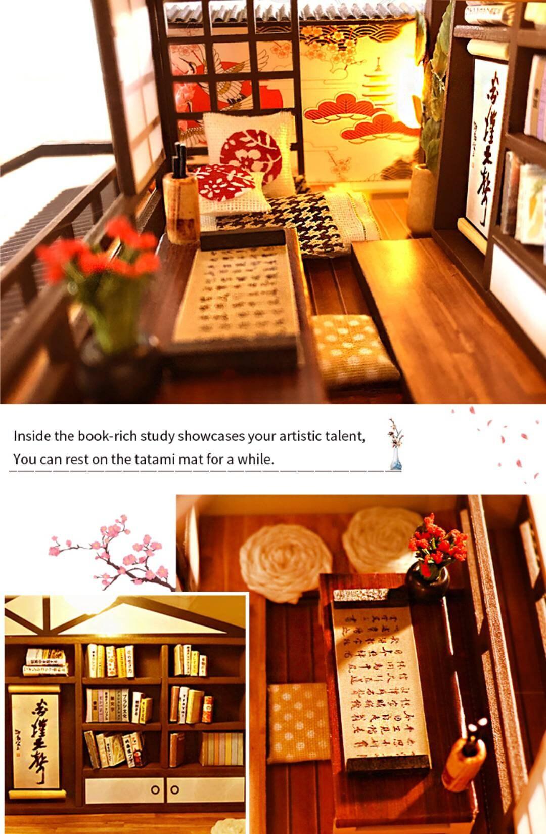 DIY Japanese Dollhouse Traditional Style Wooden Miniature Doll House kit