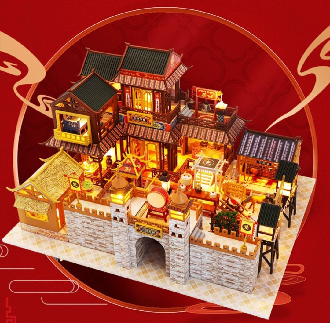 DIY Dollhouse Kit Japanese Villa Ancient Chinese Style Capital City Doll House Large Size Birthday Gift Miniature House - Rajbharti Crafts