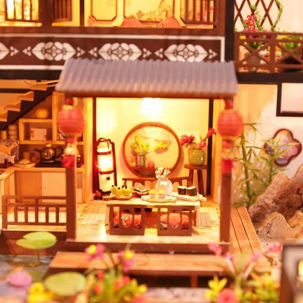 DIY Dollhouse Kit Chinese Family Time Dollhouse Miniature Japanese Style Dollhouse Sweet Home Dollhouse With Furniture DIY Kit for Adults