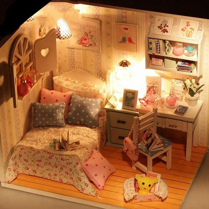 DIY Doll House Kit Girl Bedroom Dollhouse Miniature Kit Gift For Kids Birthday Gift Room Miniature Toy Set DIY Doll House Kit Adult Craft - Rajbharti Crafts