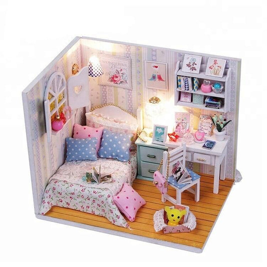 DIY Doll House Kit Girl Bedroom Dollhouse Miniature Kit Gift For Kids Birthday Gift Room Miniature Toy Set DIY Doll House Kit Adult Craft - Rajbharti Crafts