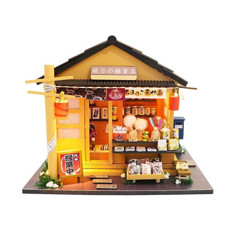 Dollhouse Kit Japanese Grocery Shop Miniature Toy Kit For Kids DIY  Doll House Toy Kit Adult Craft With LED Lights And Accessories Tools