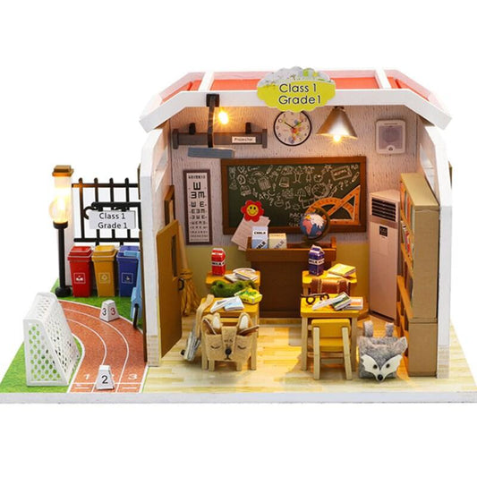 Play School Classroom Miniature Dollhouse Kit Play school dollhouse kids toys diy kit for children birthday gift - Rajbharti Crafts