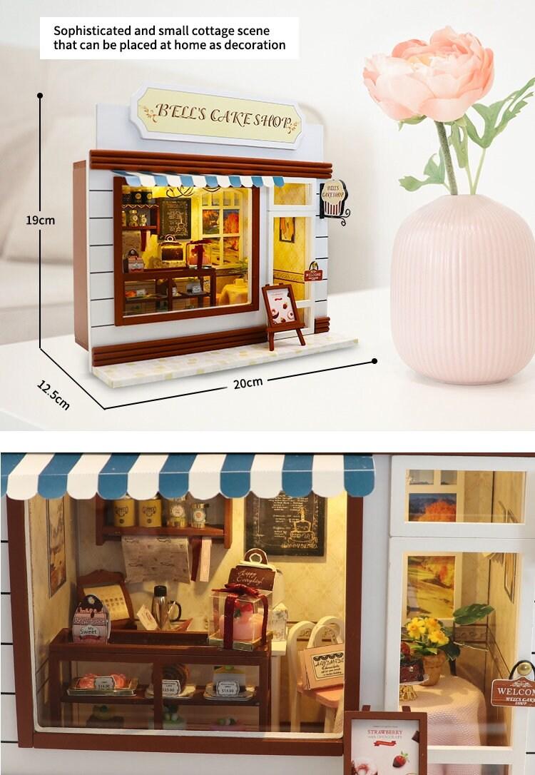 DIY Dollhouse Kit Bell&#39;s Cake Shop Dollhouse Miniature Bakery Dollhouse Kit Miniature Dollhouse Kit European Style Dollhouse Adult Craft Kit