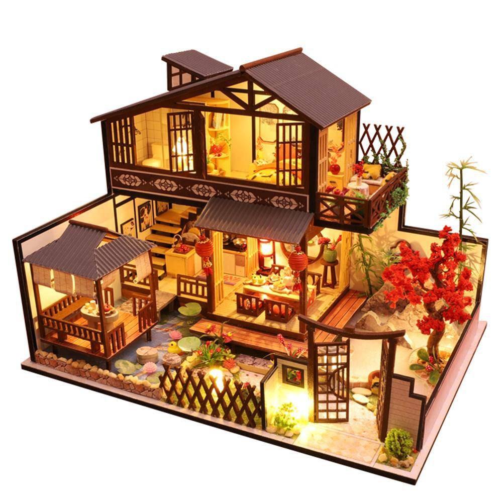 DIY Dollhouse Kit Chinese Family Time Dollhouse Miniature Japanese Style Dollhouse Sweet Home Dollhouse With Furniture DIY Kit for Adults - Rajbharti Crafts