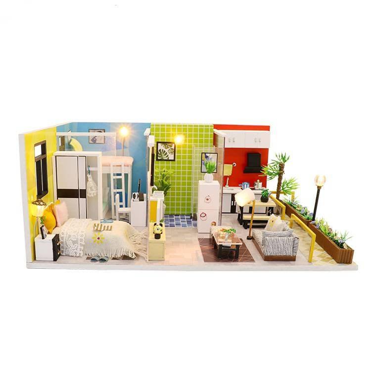 Dollhouse Kit DIY Miniature Toys With LED Lights 3D Dollhouse With Furniture Mini Children World Modern Home Miniature - Rajbharti Crafts