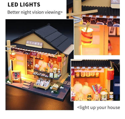 Dollhouse Kit Japanese Grocery Shop Miniature Toy Kit For Kids DIY Doll House Toy Kit Adult Craft With LED Lights And Accessories Tools - Rajbharti Crafts