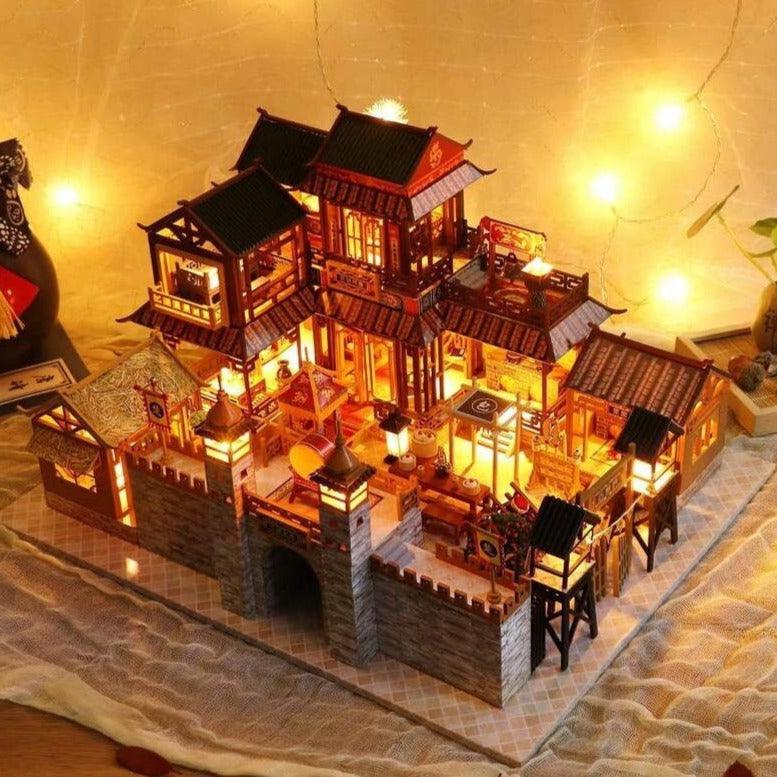 DIY Dollhouse Kit Japanese Villa Ancient Chinese Style Capital City Doll House Large Size Birthday Gift Miniature House - Rajbharti Crafts